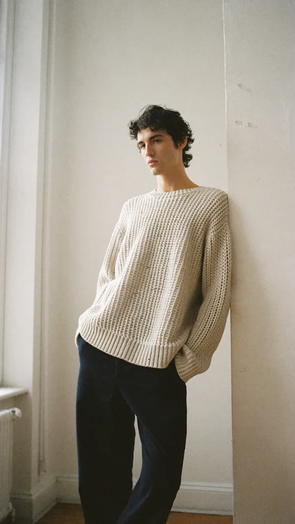 Minimal, chunky ecru knit