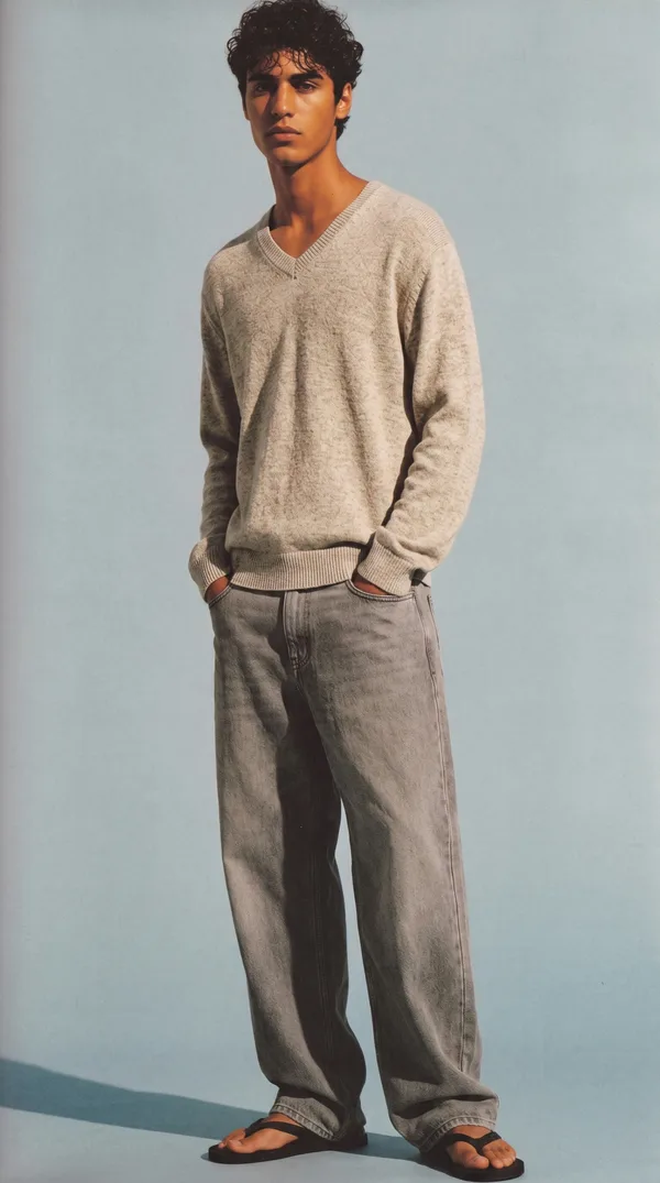 Resort, checked camp shirt, cream trousers