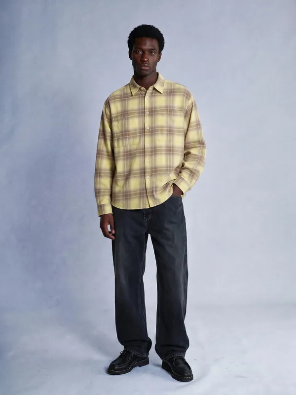 Streetwear, check overshirt, black denim
