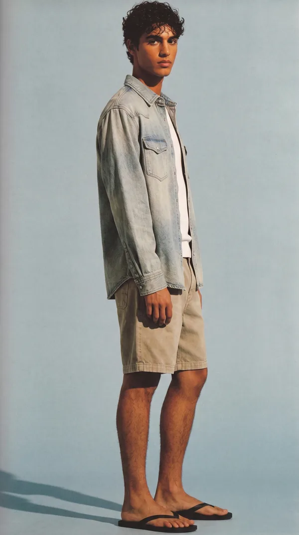 Streetwear, sage work jacket, indigo jeans