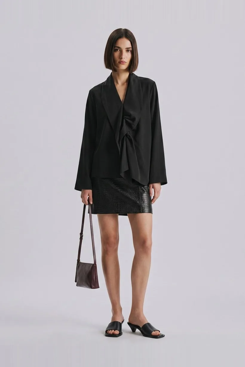 The complete outfit styled on a model